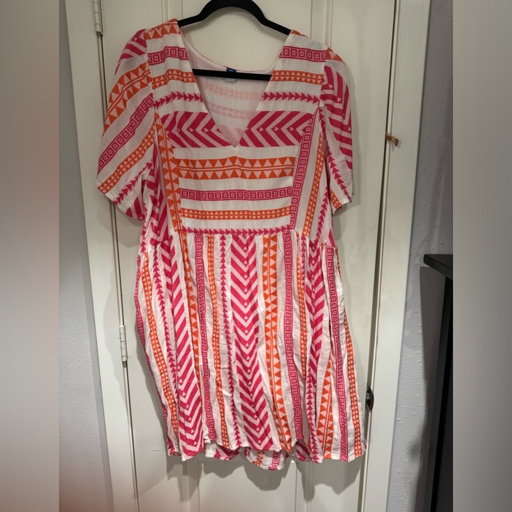 Old Navy Flutter Sleeve V-Neck Jacquard Mini Swing Dress Size XXL